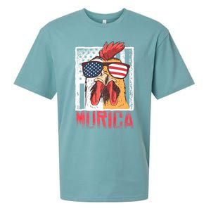 Labor Day Gift Merica Sunglasses Cock Funny Rooster Murica Sueded Cloud Jersey T-Shirt