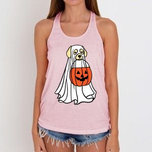 Labrador Dog Ghost Funny Halloween Pumpkin For Dog Lovers Great Gift Women's Knotted Racerback Tank