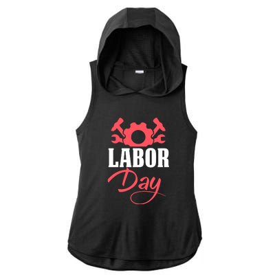 Labor Day Gift Ladies PosiCharge Tri-Blend Wicking Draft Hoodie Tank