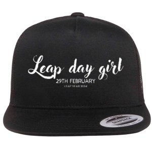 Leap Day Girl 29th February Leap Year Birthday 2024 Party Flat Bill Trucker Hat