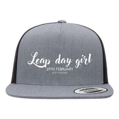 Leap Day Girl 29th February Leap Year Birthday 2024 Party Flat Bill Trucker Hat