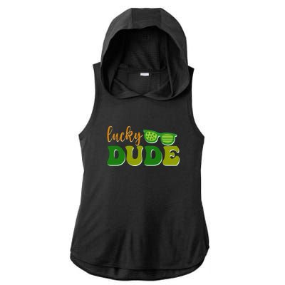 Lucky Dude Glasses Retro St Patrick Day Ladies PosiCharge Tri-Blend Wicking Draft Hoodie Tank