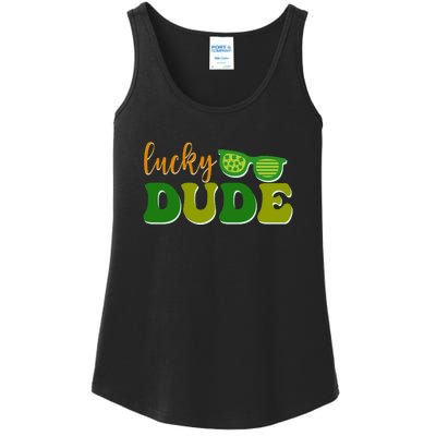 Lucky Dude Glasses Retro St Patrick Day Ladies Essential Tank