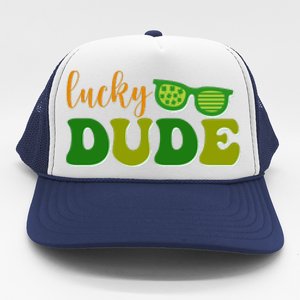 Lucky Dude Glasses Retro St Patrick Day Trucker Hat