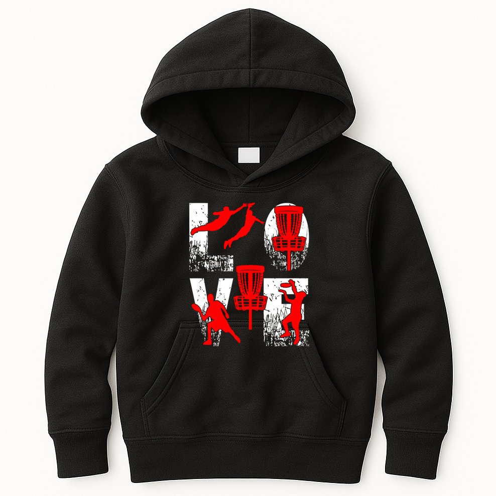 Love Disk Golf Vintage Fun Golfing Kids Hoodie