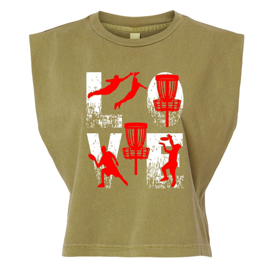 Love Disk Golf Vintage Fun Golfing Garment-Dyed Women's Muscle Tee