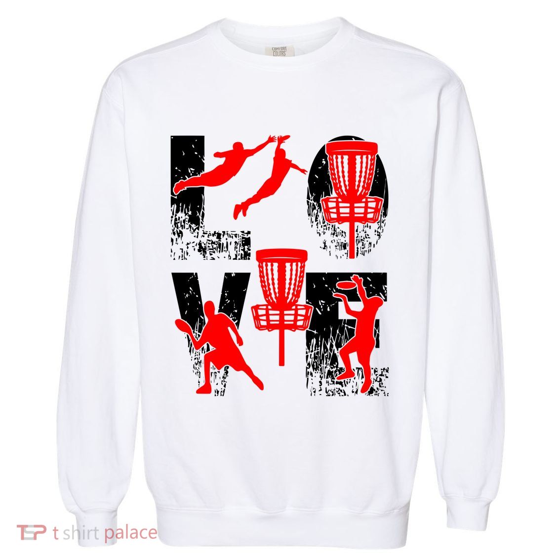 Love Disk Golf Vintage Fun Golfing Garment-Dyed Sweatshirt