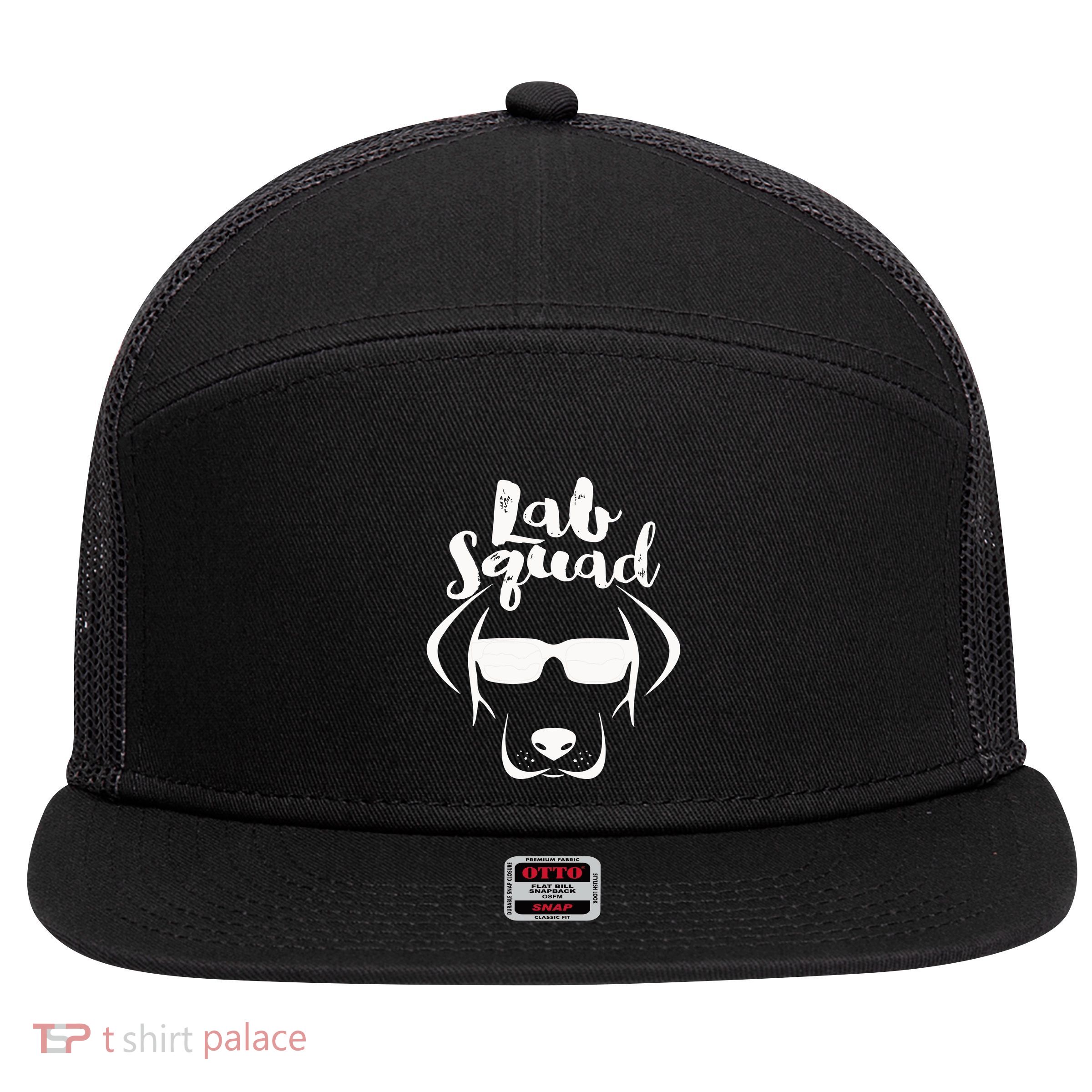 LABRADOR DOG GIFT Black Lab Yellow Lab Squad Love Design 7 Panel Mesh Trucker Snapback Hat