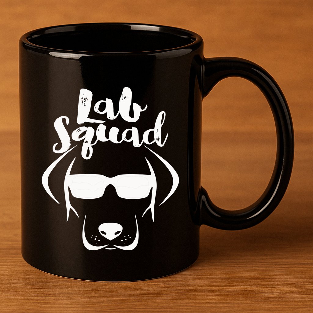 LABRADOR DOG GIFT Black Lab Yellow Lab Squad Love Design 11oz C Handle Ceramic Mug