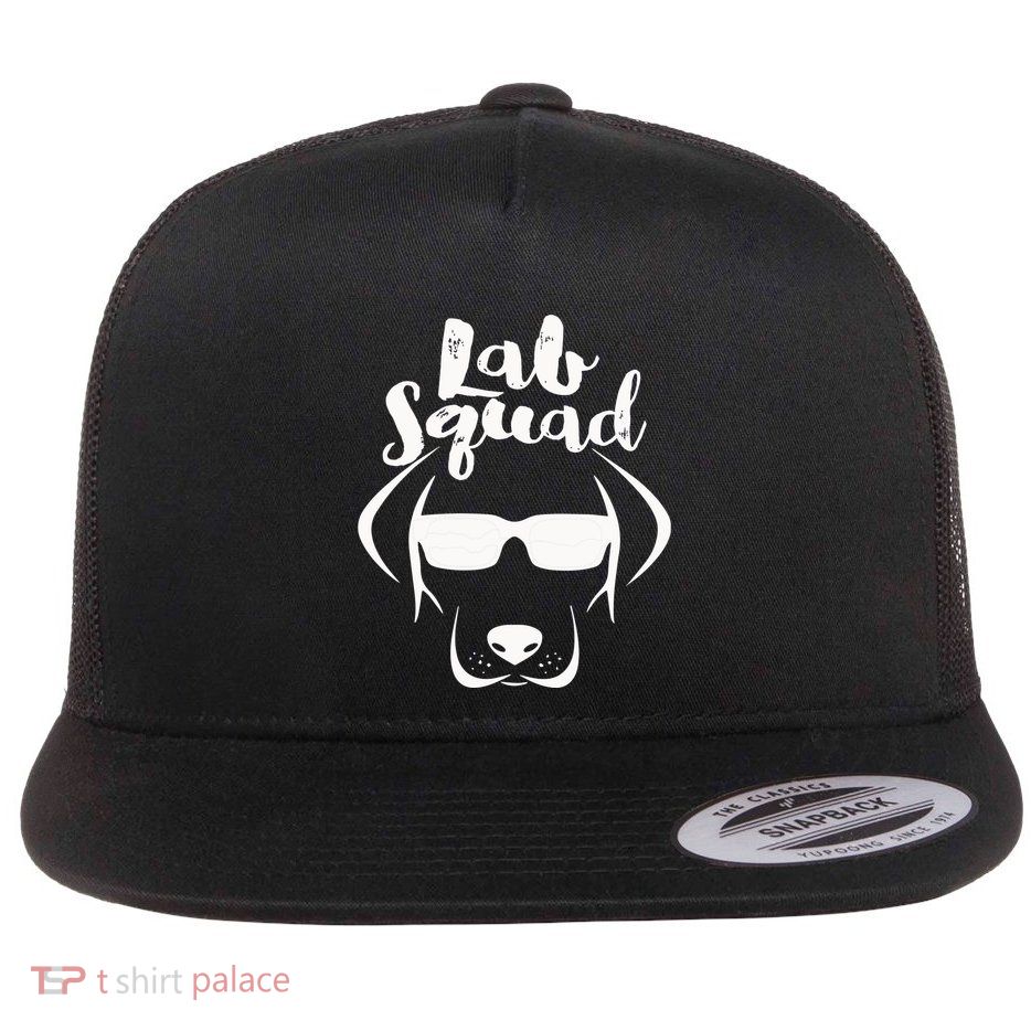 LABRADOR DOG GIFT Black Lab Yellow Lab Squad Love Design Flatbill Hat