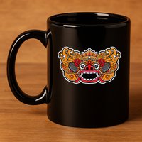 Lion Dance Head Happy Chinese New Year Green Snake Year 11oz C Handle Ceramic Mug