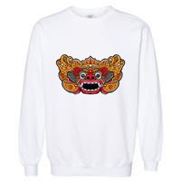 Lion Dance Head Happy Chinese New Year Green Snake Year Garment-Dyed Sweatshirt