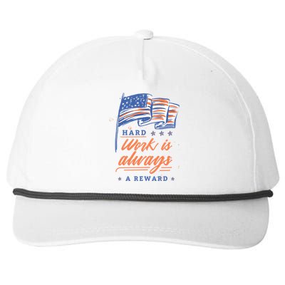 Labor Day Hard Work Is Always Rewarded Patriot American Flag Gift Snapback Five-Panel Rope Hat