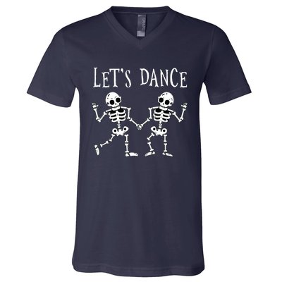 LetS Dance Halloween Skeleton Dancing Gift V-Neck T-Shirt