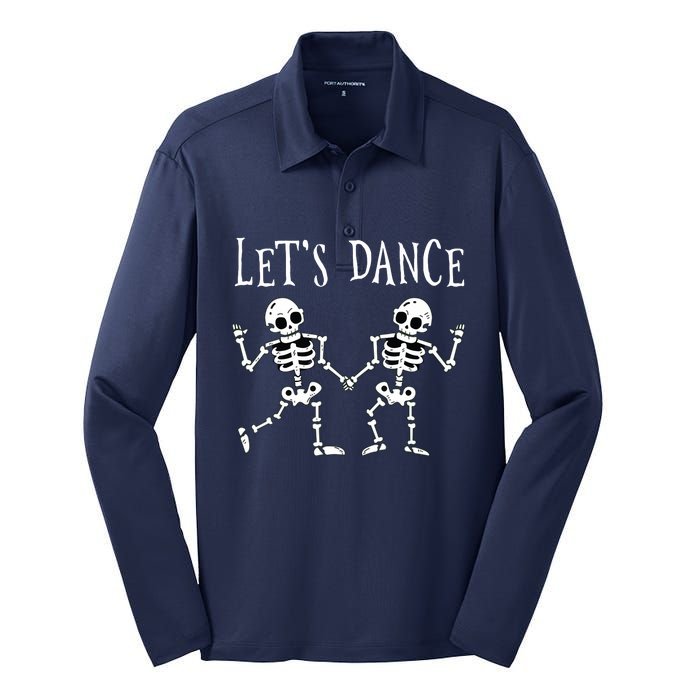 LetS Dance Halloween Skeleton Dancing Gift Silk Touch Performance Long Sleeve Polo