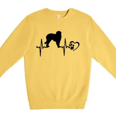 Leonberger Dog Heartbeat Paw Love Funny Puppy Lover Funny Gift Premium Crewneck Sweatshirt