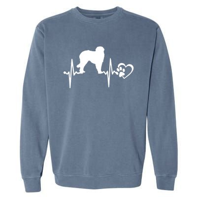 Leonberger Dog Heartbeat Paw Love Funny Puppy Lover Funny Gift Garment-Dyed Sweatshirt