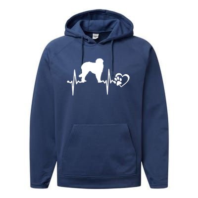 Leonberger Dog Heartbeat Paw Love Funny Puppy Lover Funny Gift Performance Fleece Hoodie