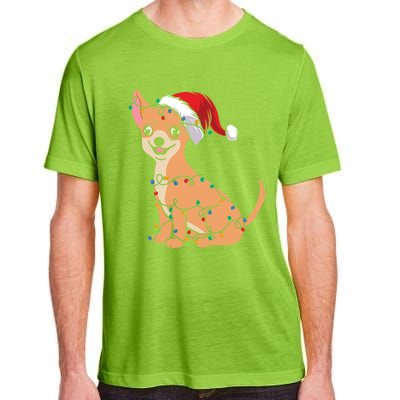 Lovely Dog Holder Lover Santa Christmas Light Chihuahua Gift Adult ChromaSoft Performance T-Shirt