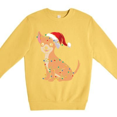 Lovely Dog Holder Lover Santa Christmas Light Chihuahua Gift Premium Crewneck Sweatshirt