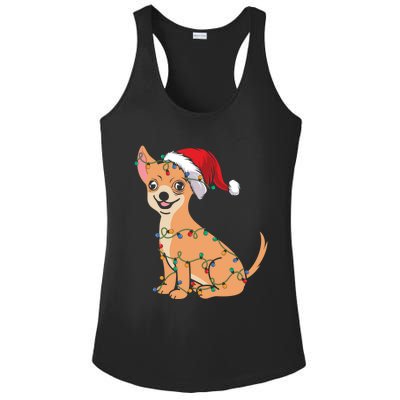 Lovely Dog Holder Lover Santa Christmas Light Chihuahua Gift Ladies PosiCharge Competitor Racerback Tank