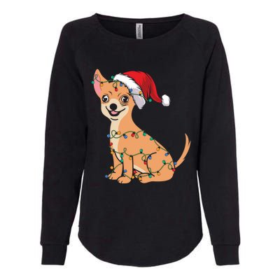 Lovely Dog Holder Lover Santa Christmas Light Chihuahua Gift Womens California Wash Sweatshirt