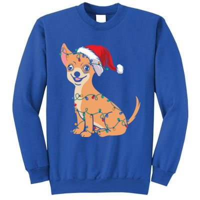 Lovely Dog Holder Lover Santa Christmas Light Chihuahua Gift Sweatshirt