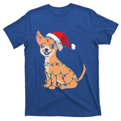 Lovely Dog Holder Lover Santa Christmas Light Chihuahua Gift T-Shirt