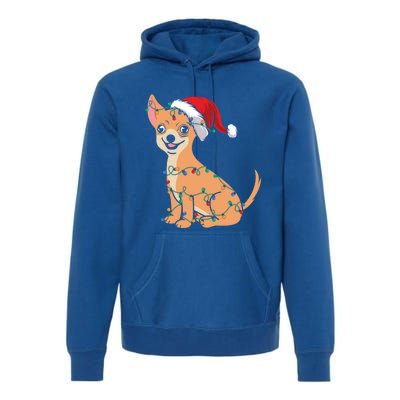 Lovely Dog Holder Lover Santa Christmas Light Chihuahua Gift Premium Hoodie