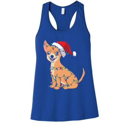 Lovely Dog Holder Lover Santa Christmas Light Chihuahua Gift Women's Racerback Tank