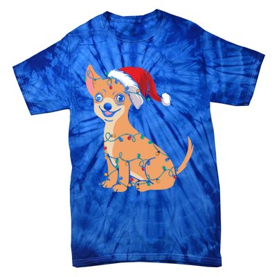 Lovely Dog Holder Lover Santa Christmas Light Chihuahua Gift Tie-Dye T-Shirt