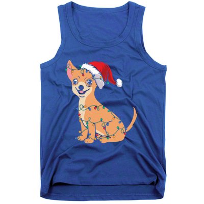 Lovely Dog Holder Lover Santa Christmas Light Chihuahua Gift Tank Top