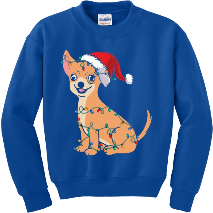 Lovely Dog Holder Lover Santa Christmas Light Chihuahua Gift Kids Sweatshirt