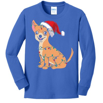 Lovely Dog Holder Lover Santa Christmas Light Chihuahua Gift Kids Long Sleeve Shirt