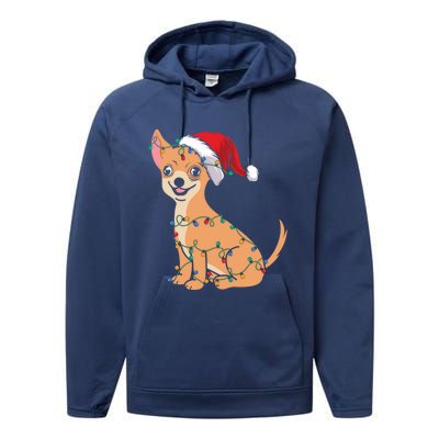 Lovely Dog Holder Lover Santa Christmas Light Chihuahua Gift Performance Fleece Hoodie