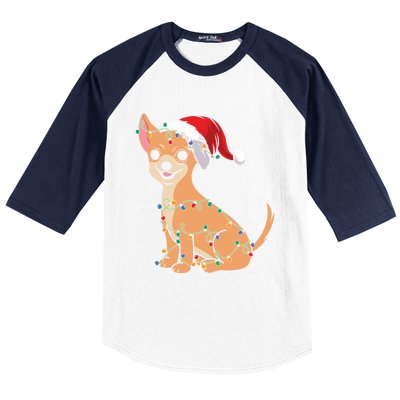 Lovely Dog Holder Lover Santa Christmas Light Chihuahua Gift Baseball Sleeve Shirt