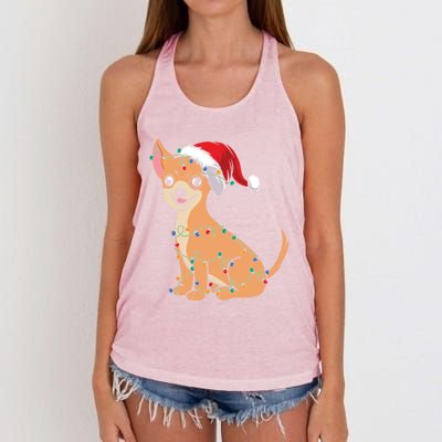 Lovely Dog Holder Lover Santa Christmas Light Chihuahua Gift Women's Knotted Racerback Tank