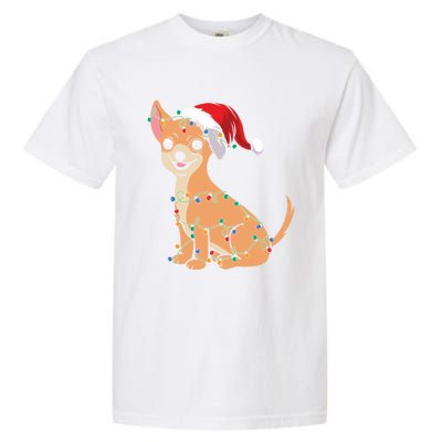 Lovely Dog Holder Lover Santa Christmas Light Chihuahua Gift Garment-Dyed Heavyweight T-Shirt