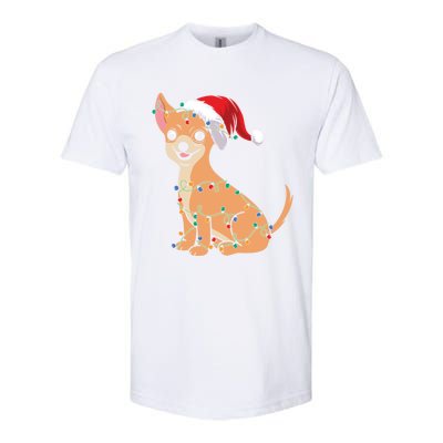 Lovely Dog Holder Lover Santa Christmas Light Chihuahua Gift Softstyle CVC T-Shirt