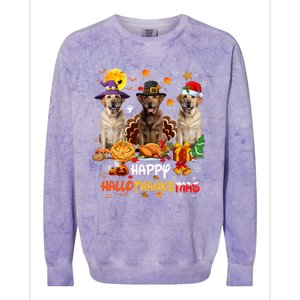 Labrador Dog Happy Halloween Thanksgiving Merry Christmas Long Sleeve Colorblast Crewneck Sweatshirt