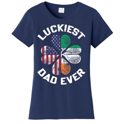 Luckiest Dad Irish American US Flag Shamrock Patrick's Day Premium Women's T-Shirt