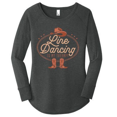 Line Dancing Is My Therapy Country Music Line Dancer Women's Perfect Tri Tunic Long Sleeve Shirt