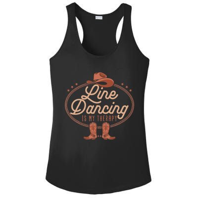Line Dancing Is My Therapy Country Music Line Dancer Ladies PosiCharge Competitor Racerback Tank