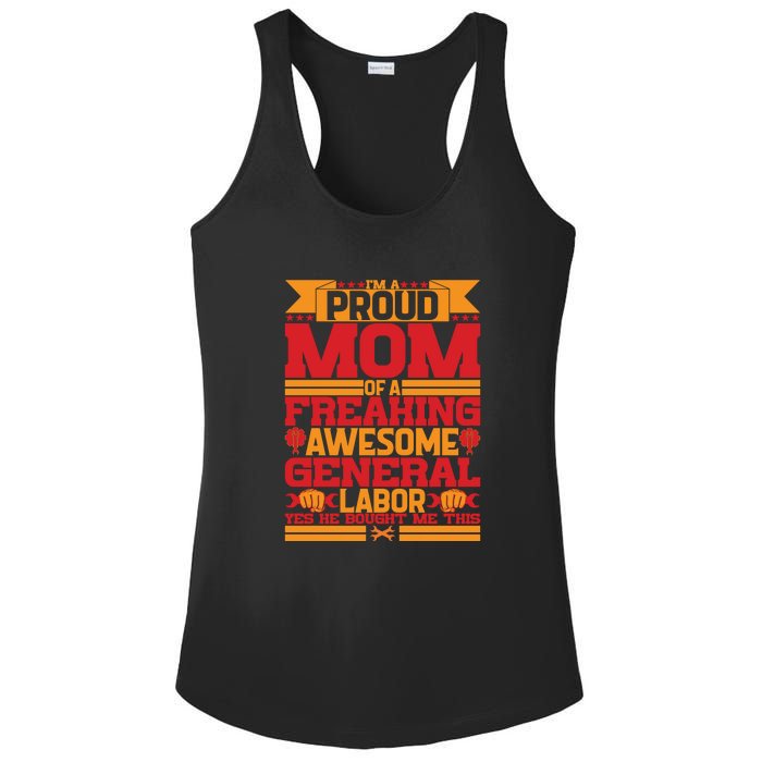 Labor Day I'm A Proud Mom Of A Freaking Awesome Generral Labor Gift Ladies PosiCharge Competitor Racerback Tank