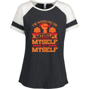 Labor Day I'm Working On Myself For Mytself Gift Enza Ladies Jersey Colorblock Tee