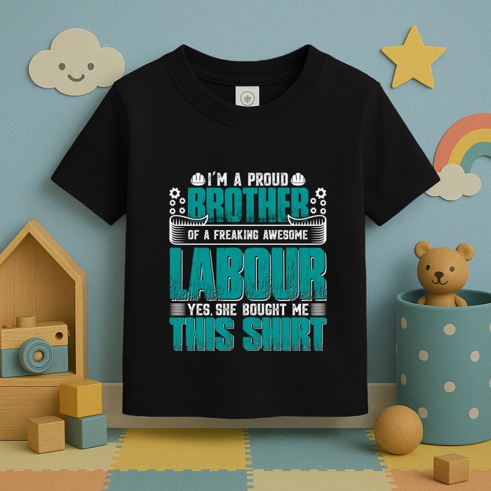 Labor Day I'm A Proud Bother Of A Freaking Awesome Labour Gift Toddler T-Shirt