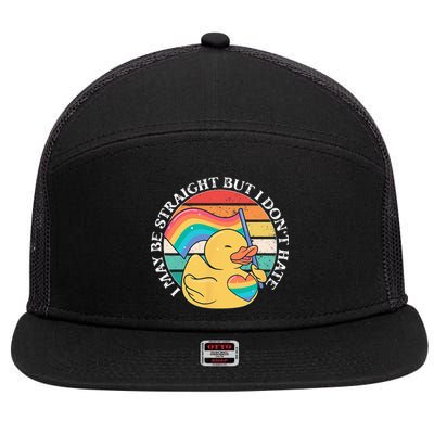 LGBTQ Duck I May Be Straight But I Dont Hate Pride Ally 7 Panel Mesh Trucker Snapback Hat