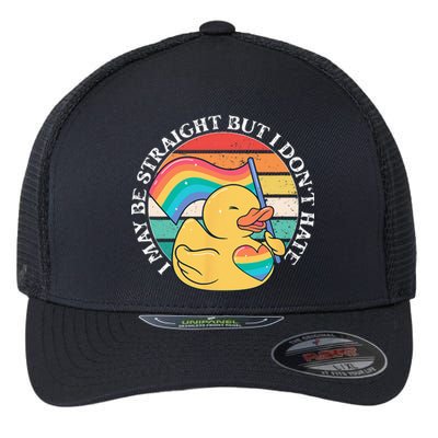 LGBTQ Duck I May Be Straight But I Dont Hate Pride Ally Flexfit Unipanel Trucker Cap