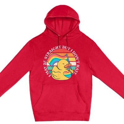 LGBTQ Duck I May Be Straight But I Dont Hate Pride Ally Premium Pullover Hoodie