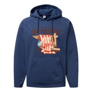 Labor Day Its A True Craftship Patriotic American Flag Great Gift Performance Fleece Hoodie